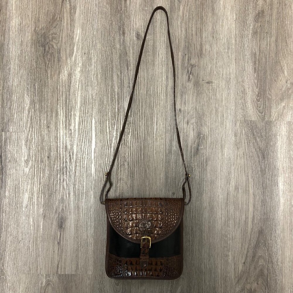 Brahmin Crossbody Purse Embossed Crocodile Leather Vintage Handbag Made In USA